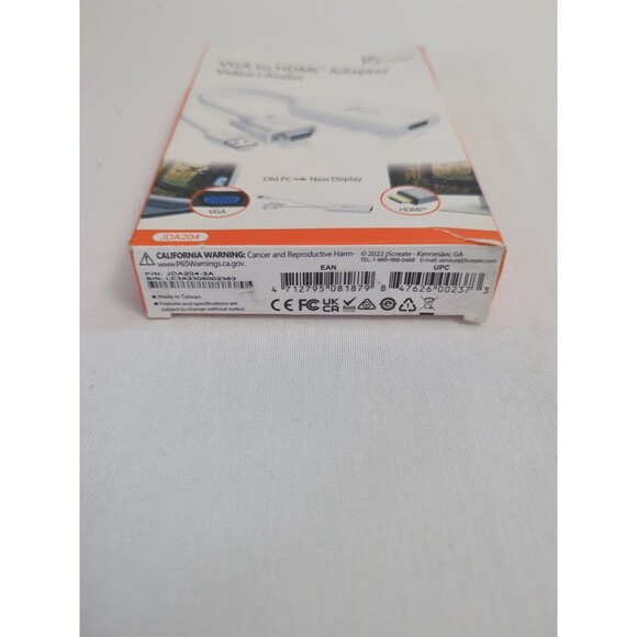 VGA To HDMI Video Audio Adapter White JDA204 Brand New - Picture 3 of 7